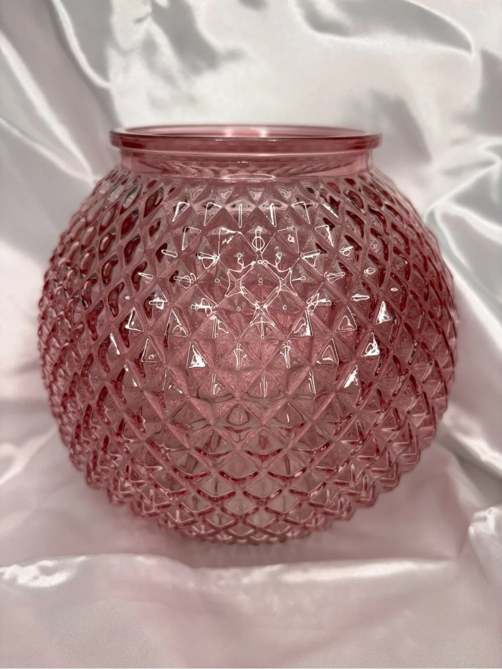 Pink Textured Large Bubble Glass Vase Home Decor
